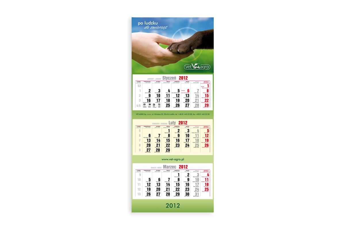 kalendarz ścienny trójdzielny